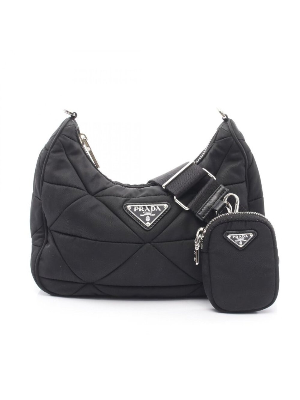 Prada Shoulder Bag Re-Nylon Tessuto Quilting Black Nylon Padded